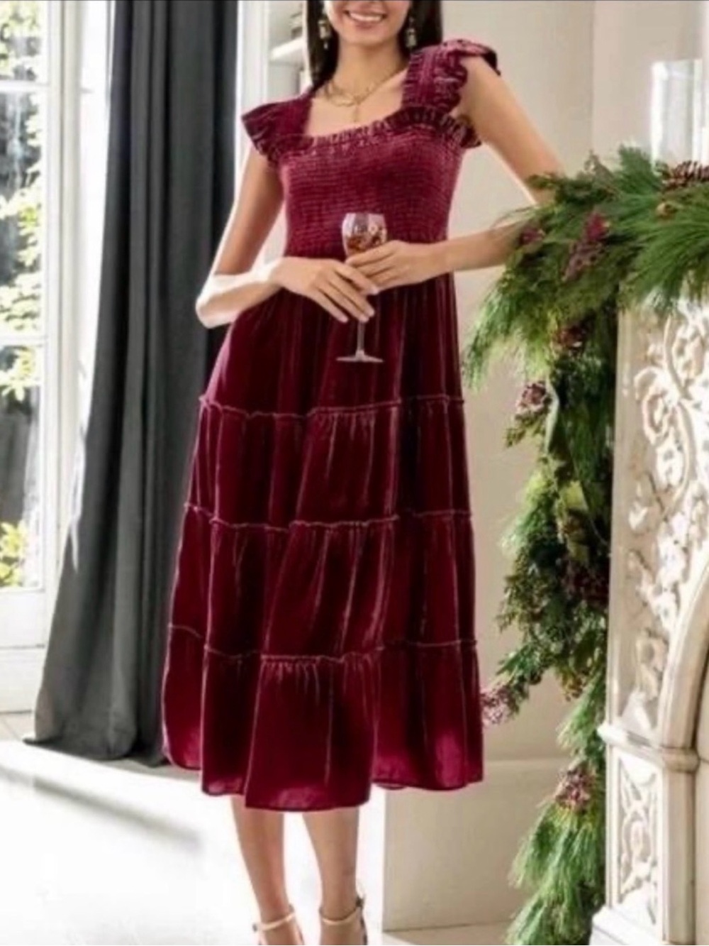 Hill House Burgundy Velvet Ellie Nap dress XS